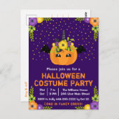 ハロウィンファンシードレス衣装パーティー紫ポストカー ポストカード (正面/裏面)