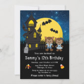 ハロウィンファンシードレス誕生日人狼ブルー 招待状 (正面)