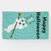 ハロウィンファンシー幽霊トップハット金ゴールドスカル星 横断幕 (横)