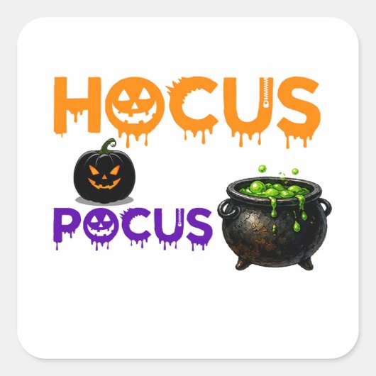 ハロウィンファン必見のホーカスポーカスマジックシーン 🎃 スクエアシール (正面)