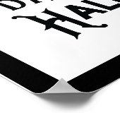 ハロウィンファン |魔女が黒猫に乗ってドアを見る ポスター (角)