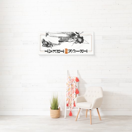 ハロウィンファン |魔女と猫のトリックまたはトリートドア 横断幕 (インサイチュ)