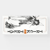 ハロウィンファン |魔女と猫のトリックまたはトリートドア 横断幕 (横)