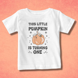 ハロウィンファースト誕生日レトロパンプキン ベビーTシャツ