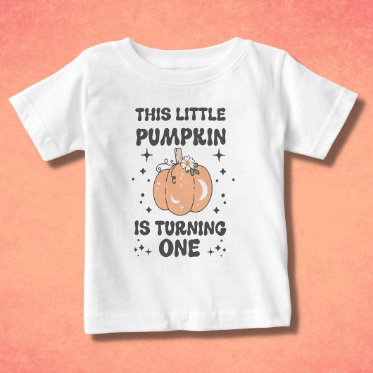 ハロウィンファースト誕生日レトロパンプキン ベビーTシャツ
