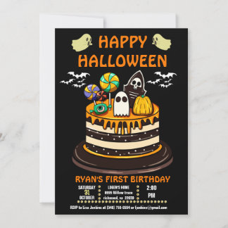 ハロウィンファースト誕生日招待状 招待状