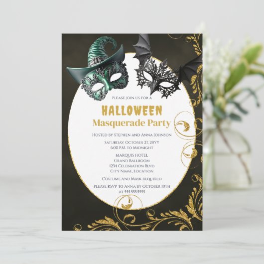 ハロウィンフェイクグリッター仮装コスチュームパーティー 招待状 (スタンド正面)