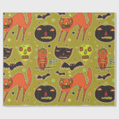 ハロウィンフェイスオフラッピング紙 ラッピングペーパー (フラット)