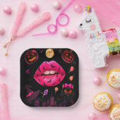 ハロウィンフェミニンピンク ペーパープレート (パーティー)