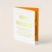 ハロウィンフォイルカードにオレンジ色のビジネスブランド 箔カード (正面)