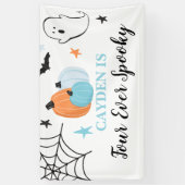 ハロウィンフォーエバー不気味パンプキンス4歳の誕生日 横断幕 (縦)