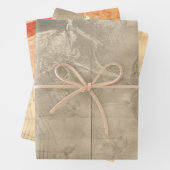 ハロウィンフクロウとカボチャヴィンテージ不気味 ラッピングペーパーシート (インサイチュ)