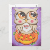 ハロウィンフクロウとカボチャ ポストカード (正面/裏面)