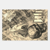 ハロウィンフクロウとスカルヴィンテージ模様 ラッピングペーパーシート (正面2)