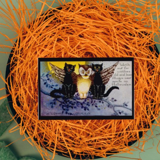 ハロウィンフクロウと黒猫 カード