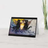 ハロウィンフクロウと黒猫 カード (正面)