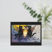 ハロウィンフクロウと黒猫 ポストカード (スタンド正面)