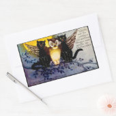 ハロウィンフクロウと黒猫 長方形シール (封筒)