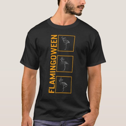 ハロウィンフラミンゴウィーンフラミンゴ不気味シーズンティー Tシャツ (正面)