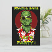 ハロウィンフランケンシュタインのビーチのパーティの招待状 招待状 (スタンド正面)