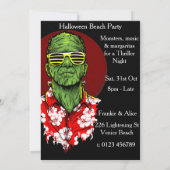 ハロウィンフランケンシュタインのビーチのパーティの招待状 招待状 (裏面)