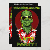 ハロウィンフランケンシュタインのビーチのパーティの招待状 招待状 (正面/裏面)