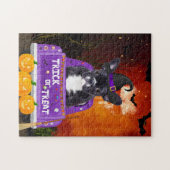 ハロウィンフランスのトラックのブルドッグドッグ ジグソーパズル (横)