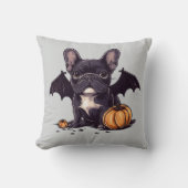 ハロウィンフランスのブルドッグこうもりウィングズカボチャ クッション (正面)