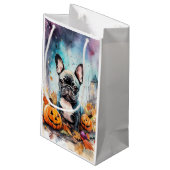 ハロウィンフランスのブルドッグとカボチャ怖い スモールペーパーバッグ (裏面アングル)