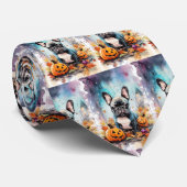ハロウィンフランスのブルドッグとカボチャ怖い ネクタイ (ロール)