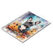 ハロウィンフランスのブルドッグとカボチャ怖い ノートブック (左側)