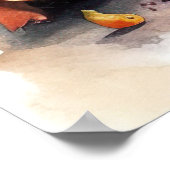 ハロウィンフランスのブルドッグとカボチャ怖い ポスター (角)