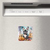 ハロウィンフランスのブルドッグとカボチャ怖い マグネット (インサイチュ (食洗機))