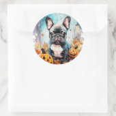 ハロウィンフランスのブルドッグとカボチャ怖い ラウンドシール (バッグ)