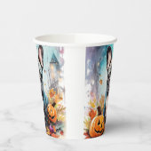 ハロウィンフランスのブルドッグとカボチャ怖い 紙コップ (左)