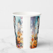 ハロウィンフランスのブルドッグとカボチャ怖い 紙コップ (右)