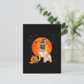 ハロウィンフランスのブルドッグのトリックまたはカボチャの治療 サンキューカード (スタンド正面)