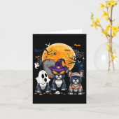 ハロウィンフランスのブルドッグコスプレ魔女幽霊ママ カード (黄色い花)