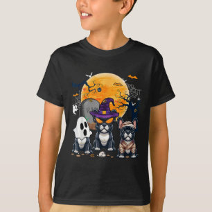 ハロウィンフランスのブルドッグコスプレ魔女幽霊ママ Tシャツ
