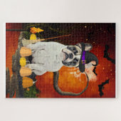 ハロウィンフランスのブルドッグ ジグソーパズル (横)