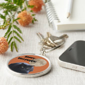 ハロウィンフルムーンブラックキャット キーホルダー (側面)