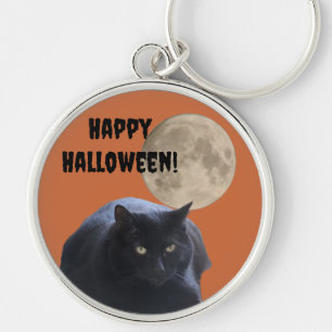 ハロウィンフルムーンブラックキャット キーホルダー