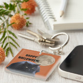 ハロウィンフルムーンブラックキャット キーホルダー (正面右)