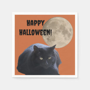 ハロウィンフルムーンブラックキャット スタンダードカクテルナプキン