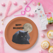 ハロウィンフルムーンブラックキャット ペーパープレート (パーティー)