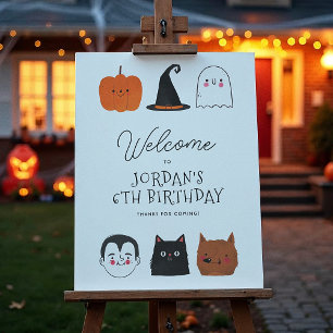 ハロウィンフレンズモダン誕生日ウェルカムサイン ポスター