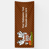 ハロウィンフレンドリー幽霊とパール 横断幕 (縦)