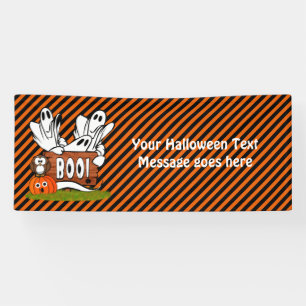 ハロウィンフレンドリー幽霊とパール 横断幕