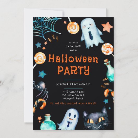 ハロウィンフレームビジネス企業のオフィスパーティー 招待状 (正面)