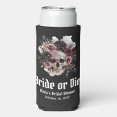 ハロウィンブライダルシャワー フローラルスカル 花嫁または死 花嫁のシャワー スリム缶クーラー (Seltzer裏面)
